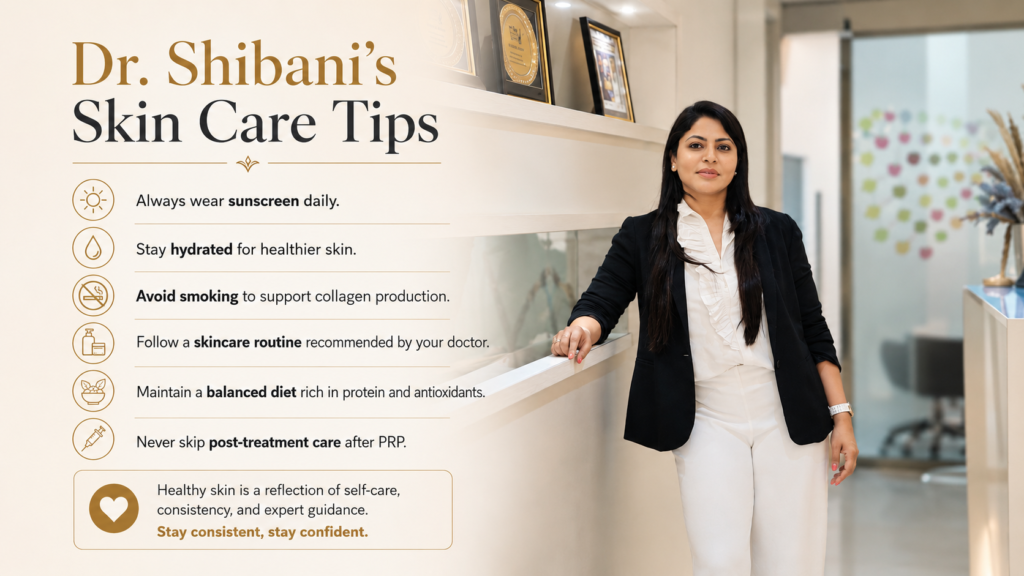 Dr. Shibani sharing expert skin care tips for patients considering Skin PRP Treatment in Borivali
